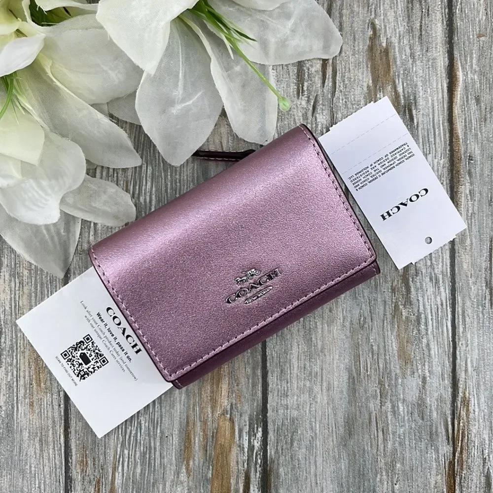 Women’s Coach Metallic Pink Micro Wallet Bag Purse